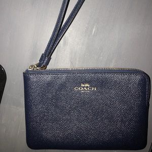 Navy blue coach wristlet